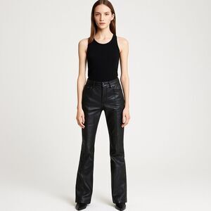 BEBE vintage Black 100% Leather Flare Pants